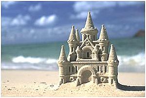 swimming and sand castles